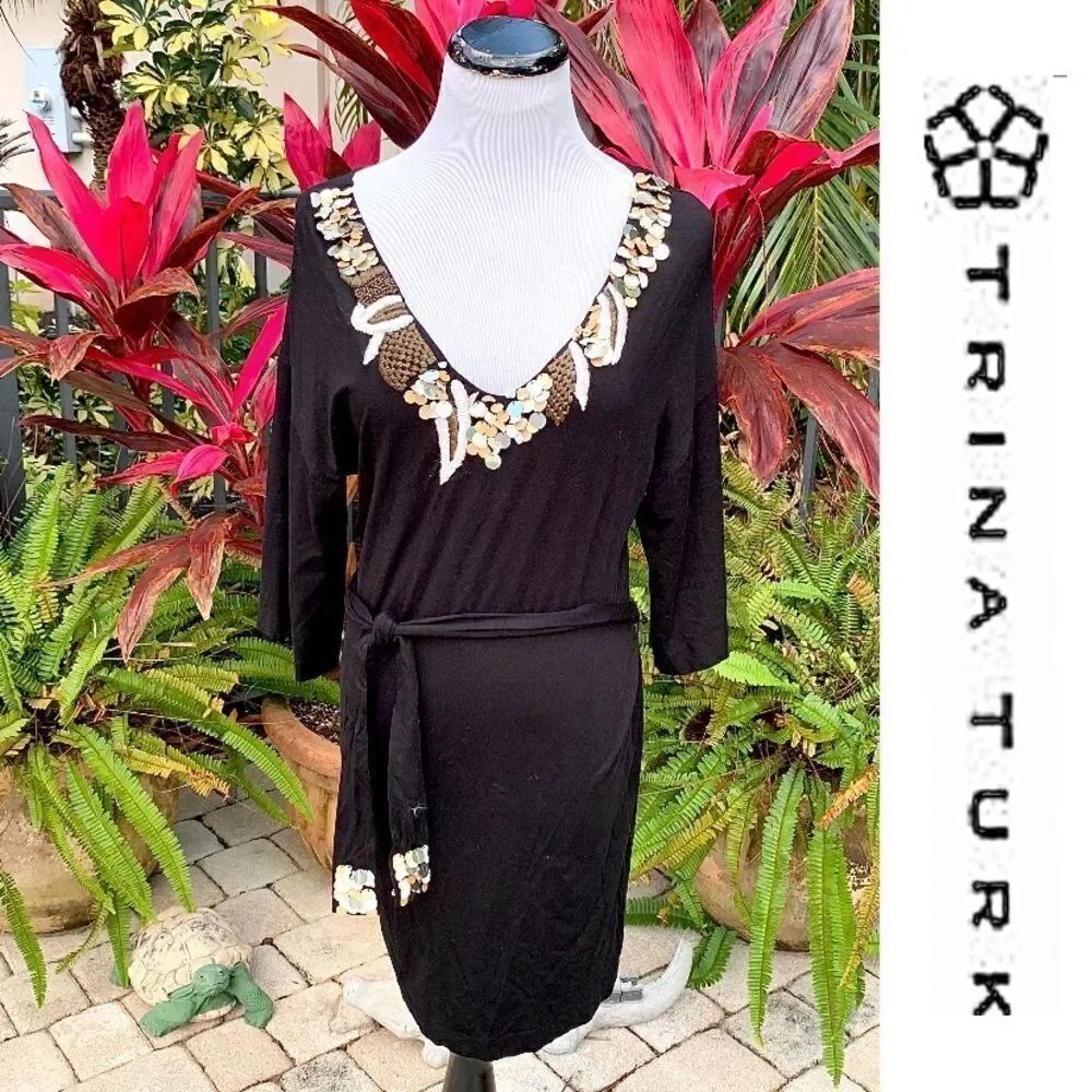 Trina Turk Belted Embellished Dress
